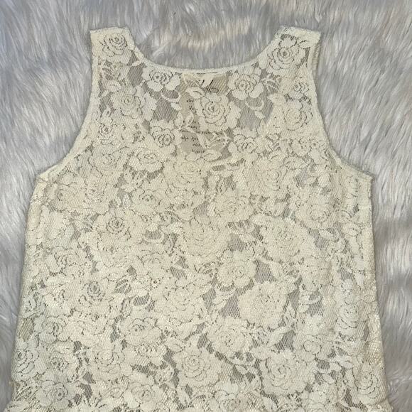 Free People FP ONE Emily Sheer Floral Ruffle Lace Slip Tunic Dress in Ivory - Picture 7 of 7